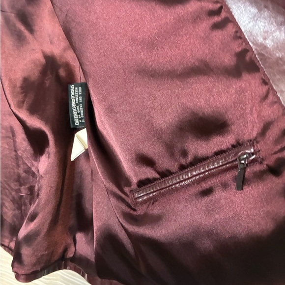 90s/Y2K Wilsons Pelle Studio Oxblood Red Genuine Leather 2-Button Blazer - Picture 9 of 10